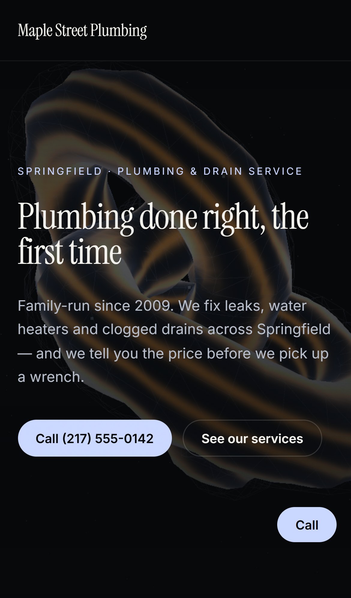 Maple Street Plumbing interactive website